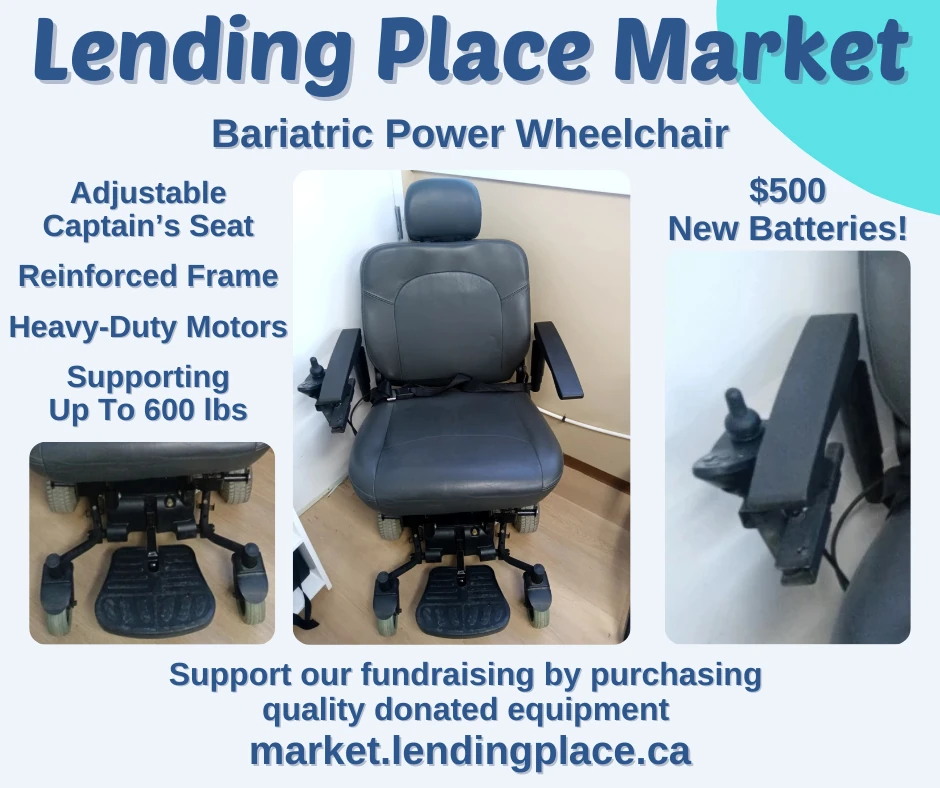 Heavy-duty Bariatric Electric Wheelchair supporting up to 600 lbs, with padded Captain’s Seat and joystick control.